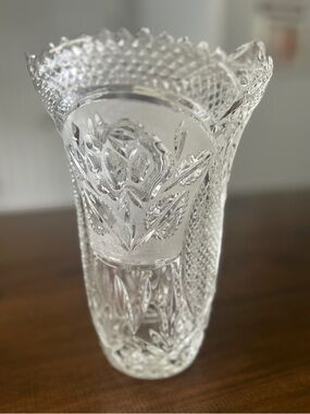 Vintage Irena Polish Large Crystal Vase